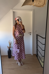 Top rayé lilas et écru