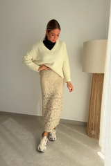 Jupe en dentelle beige