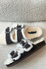 Colors of california Furry sandal real sheepskin