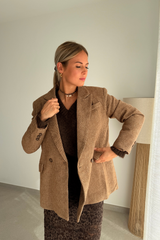 Blazer pied de poule camel