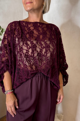 Blouse dentelle bordeaux