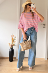 pull rayé lila