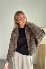 Veste à carreaux camel