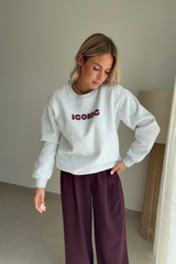 Sweat iconic gris - bordeaux