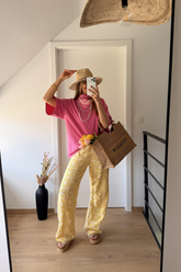 Pantalon en crochet jaune