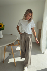 Pantalon à carreaux beige