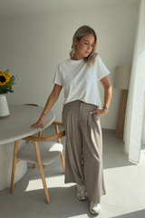 Pantalon à carreaux beige