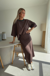 T-shirt ligné marron