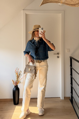 Jeans écru détails étoile
