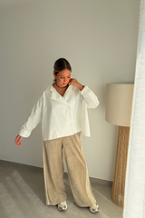 Pantalon en velours beige