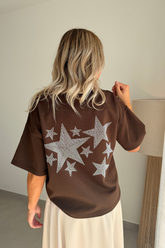 T-shirt marron à étoiles