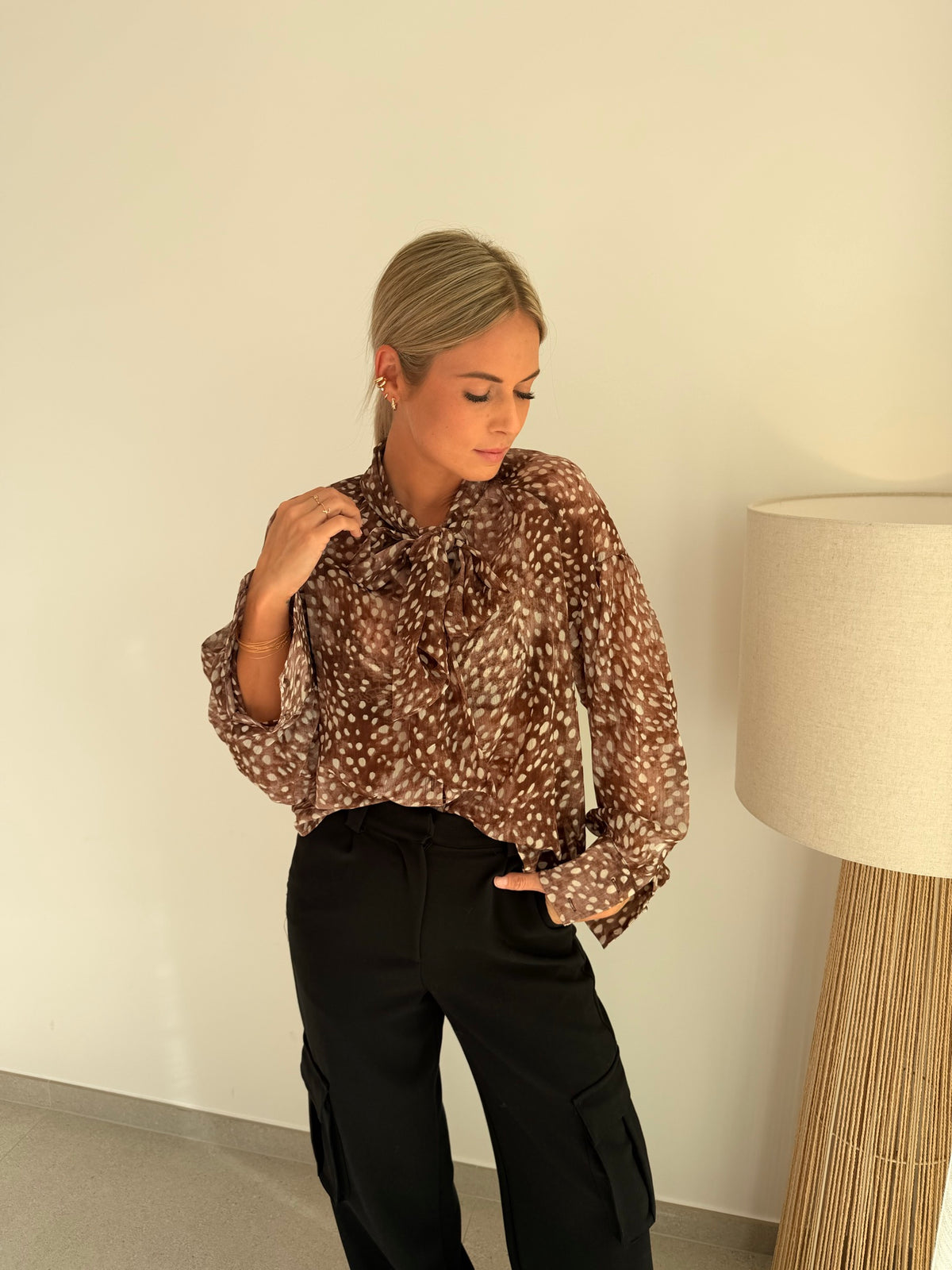 Chemise chocolat et beige