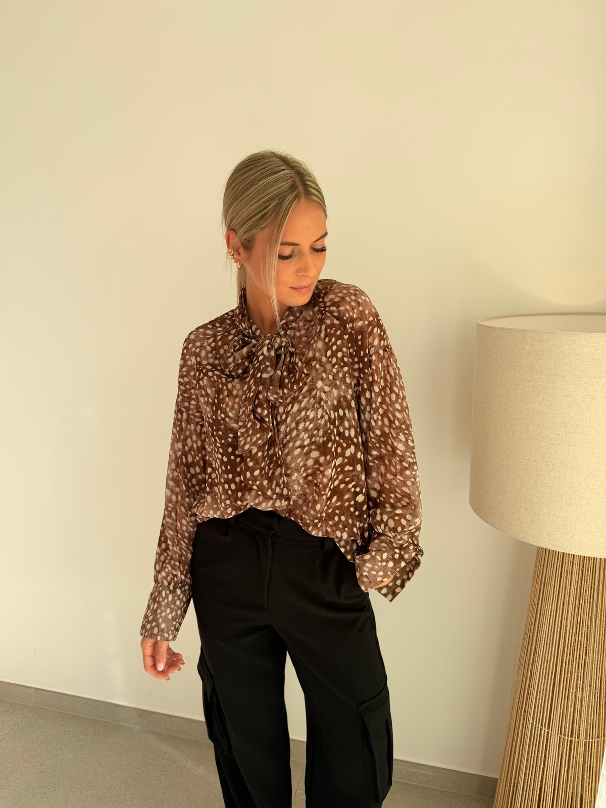 Chemise chocolat et beige