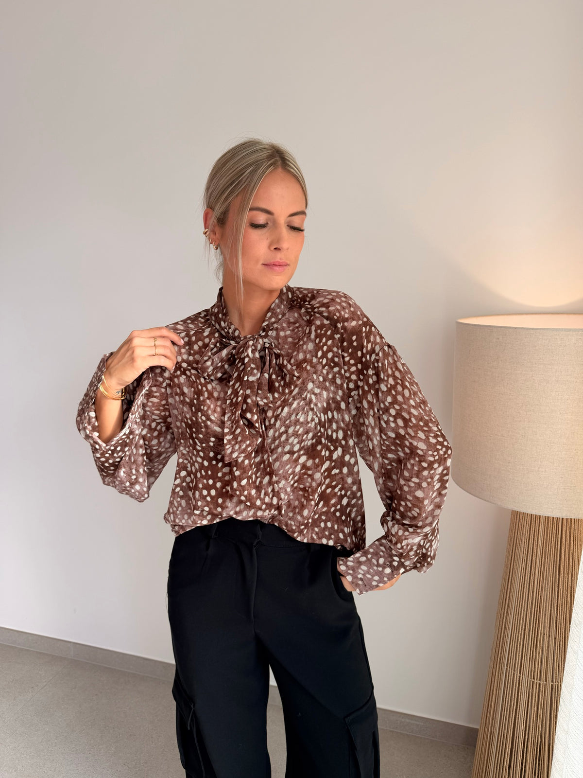 Chemise chocolat et beige