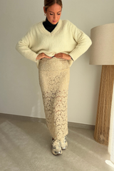 Jupe en dentelle beige