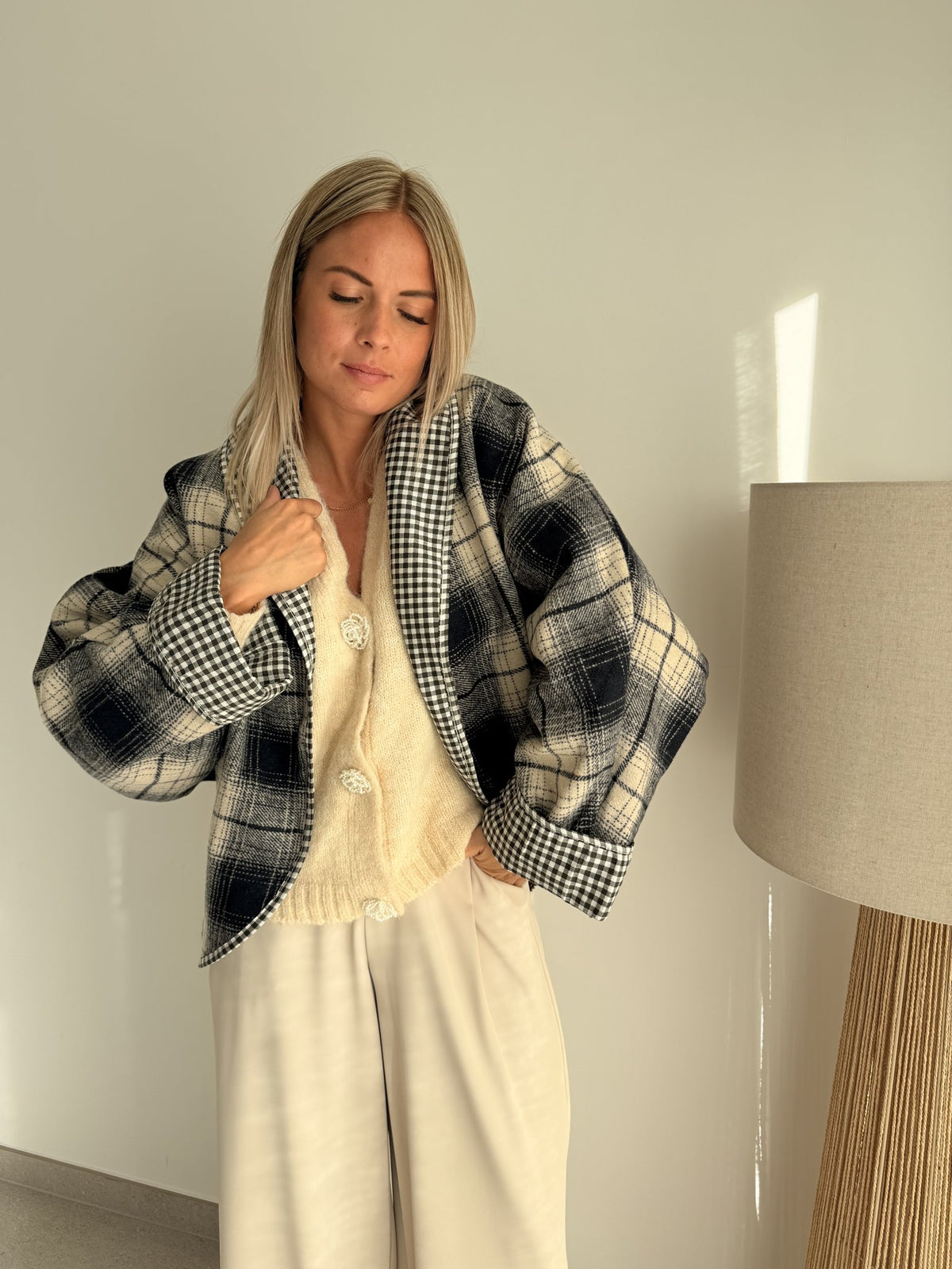 Veste à carreaux bleue
