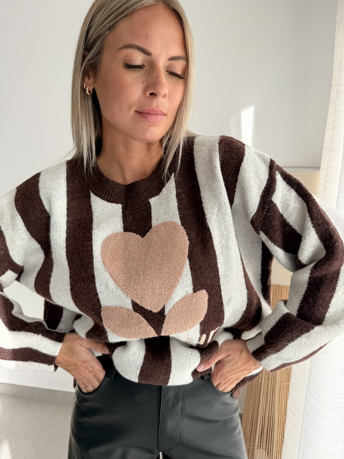 Pull Amour choco et beige