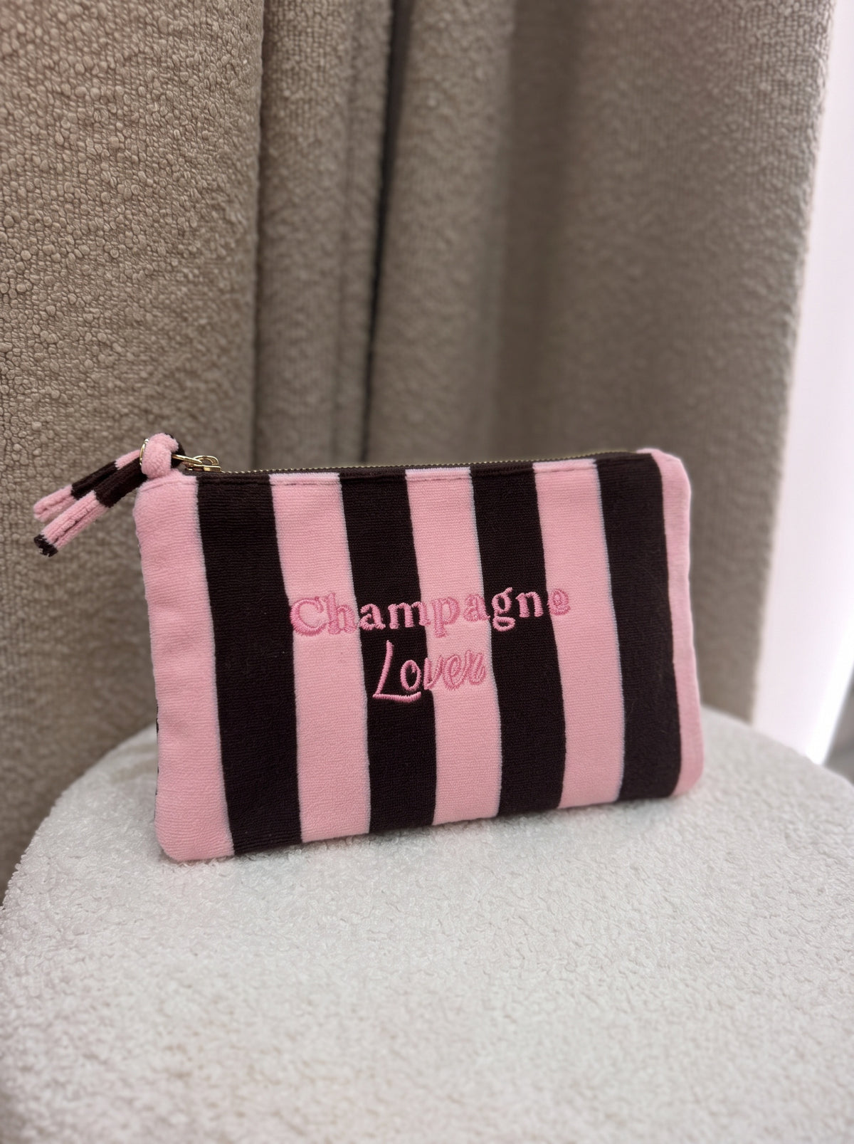 Pochette Champagne Lover rose et chocolat