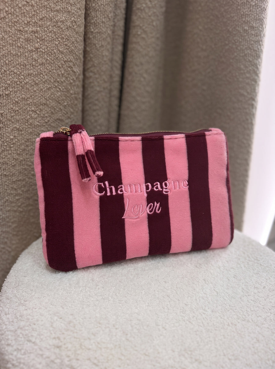 Pochette Champagne Lover rose et bordeaux