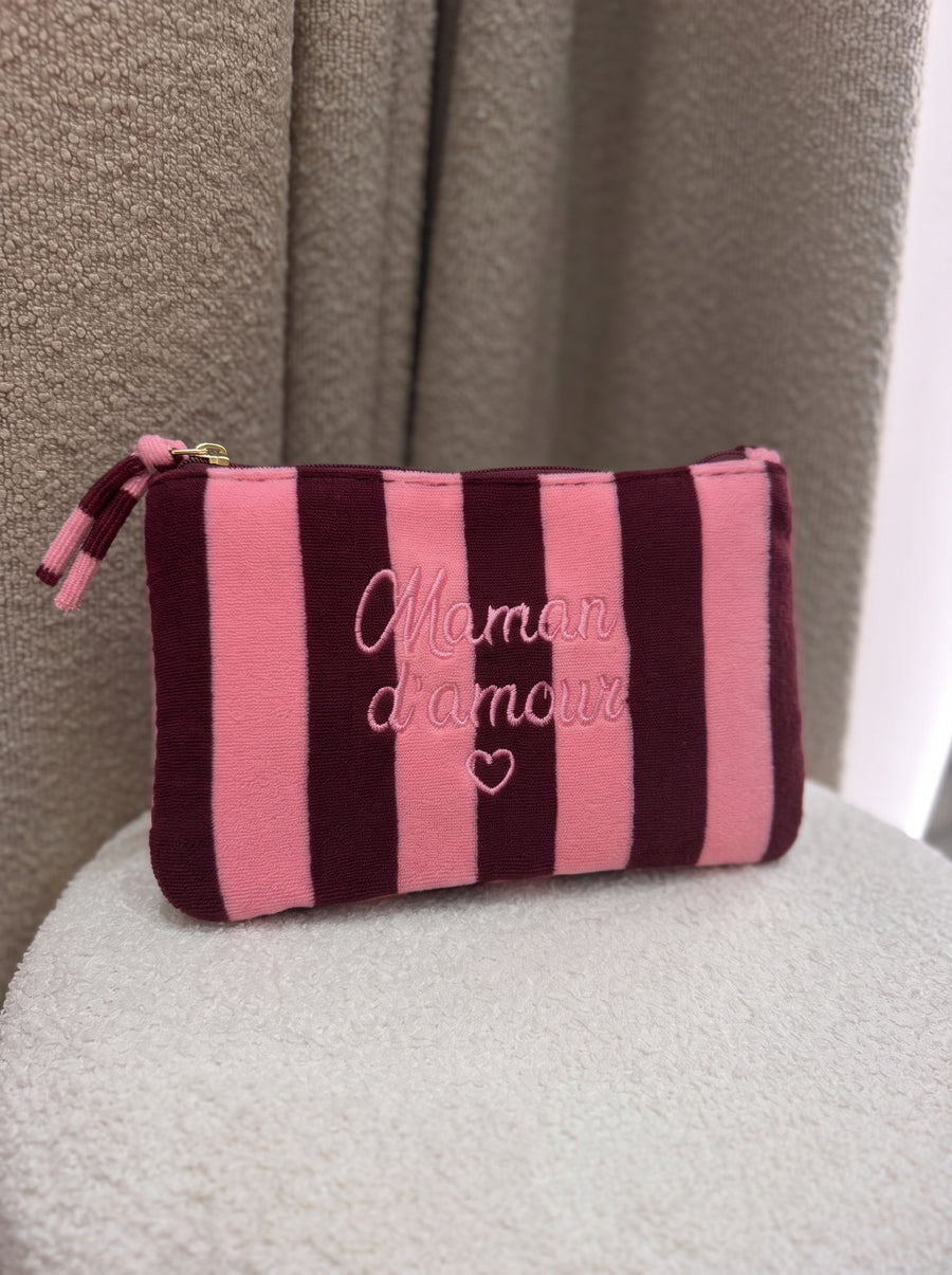 Pochette Maman d'amour rose et bordeaux
