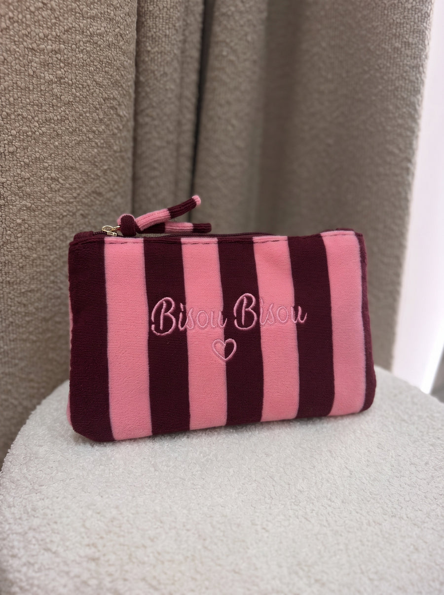 Pochette Bisou Bisou rose et bordeaux