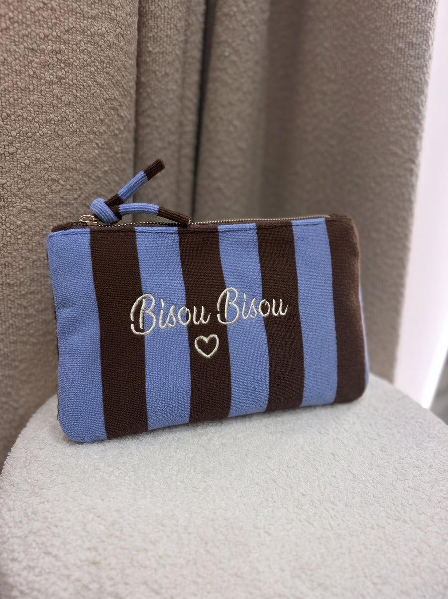 Pochette Bisou Bisou bleu et chocolat