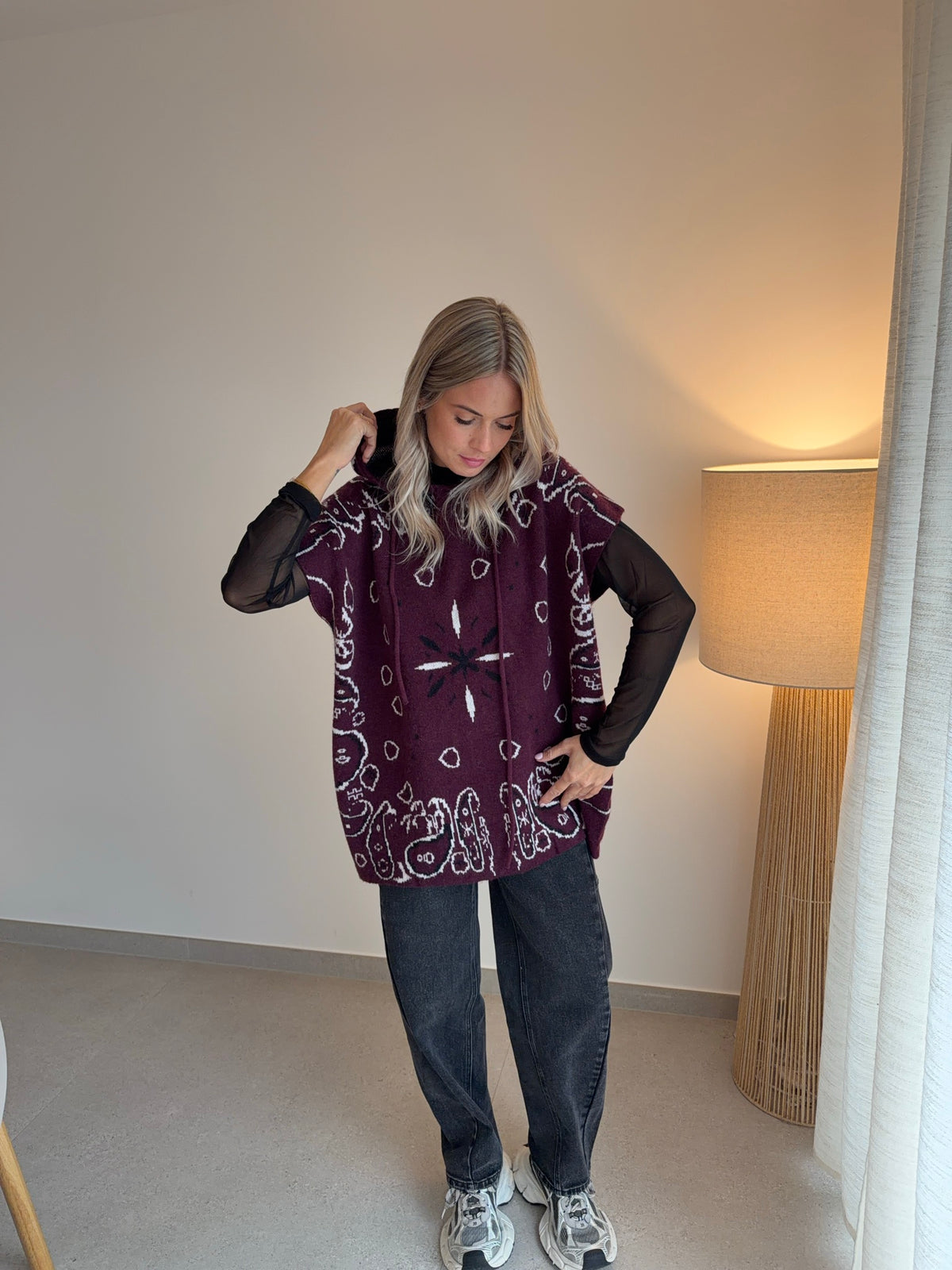 Pull sans manches bandana bordeaux
