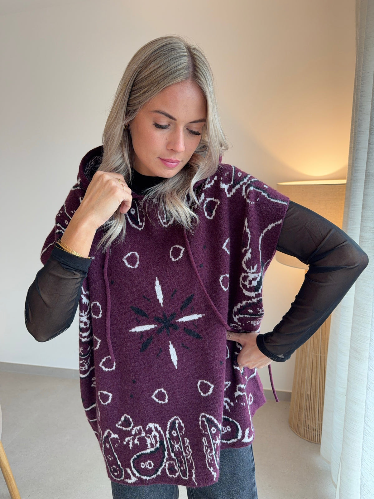 Pull sans manches bandana bordeaux