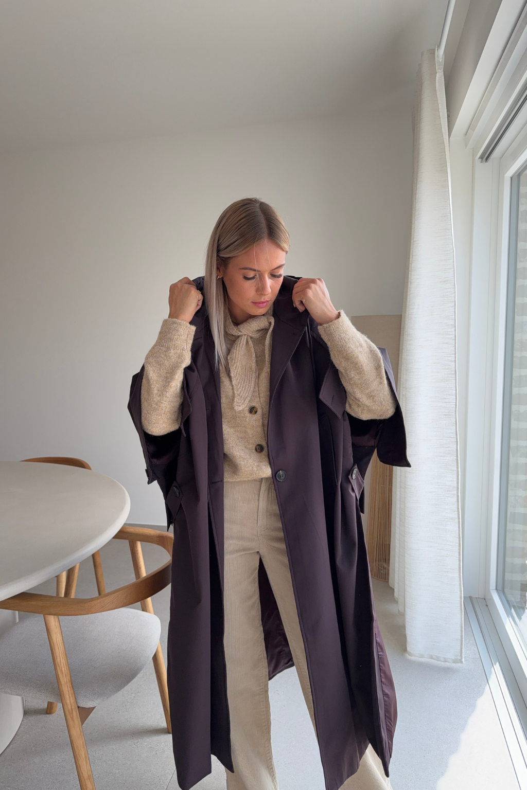 Veste longue prune