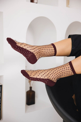 Chaussettes crescent dunes bordeaux