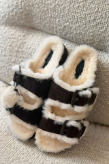 Colors of california Furry sandal real sheepskin
