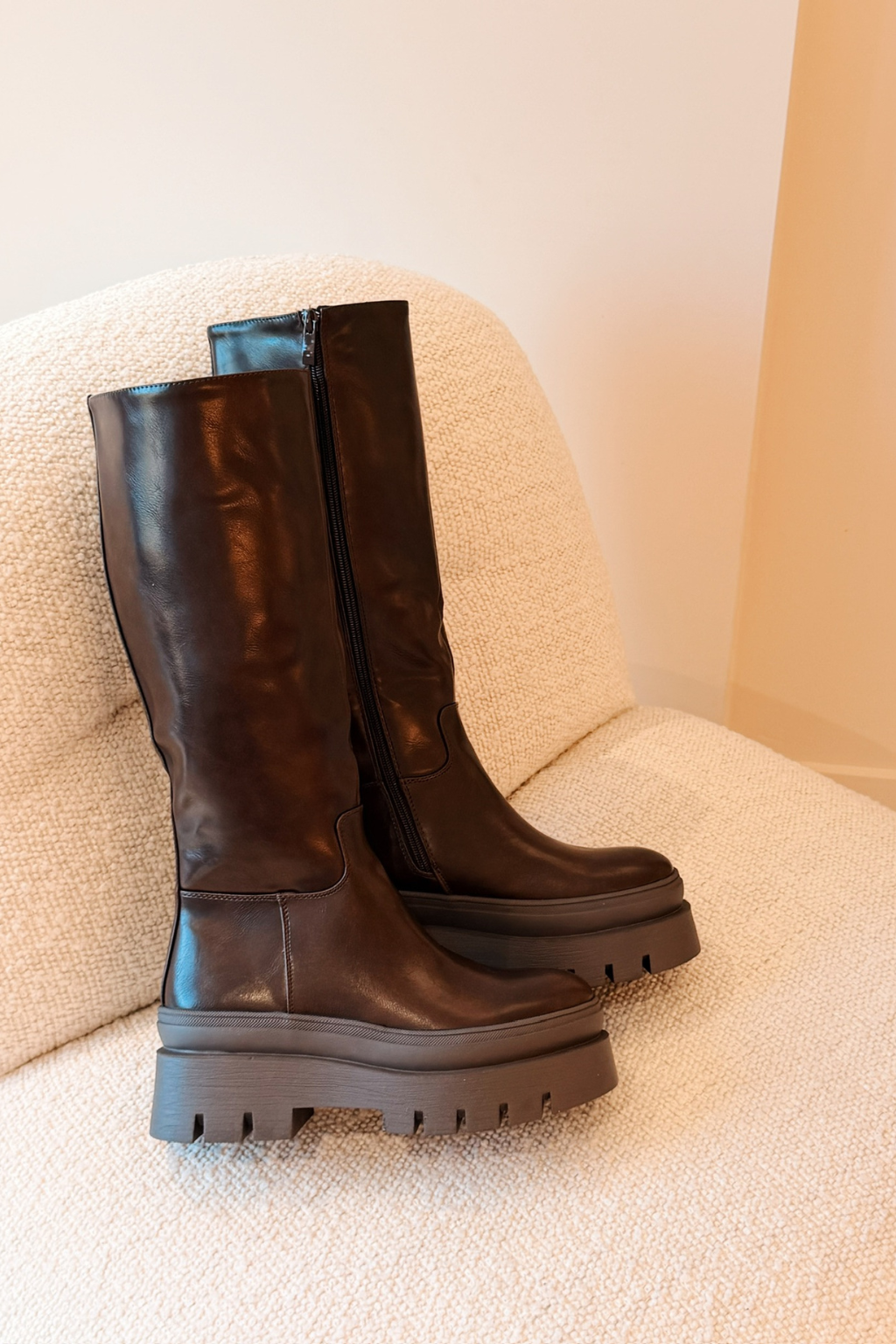 Botte haute plateforme – Marron