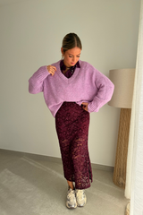 Jupe en dentelle bordeaux