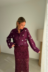Chemise prune a strass