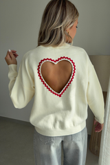 Pull beige dos nu
