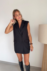 Blazer noir sans manche noeud dans le dos