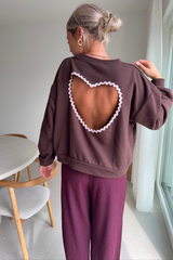 Pull dos nu marron