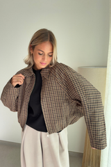 Veste à carreaux camel