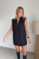 Blazer noir sans manche noeud dans le dos