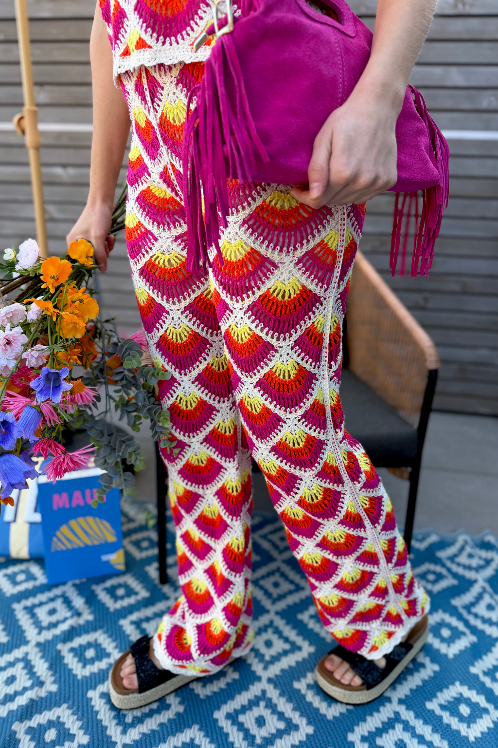 Pantalon crochet multicolor