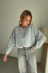 Sweat gris col V