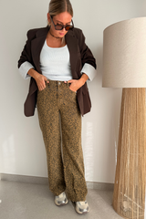 Jeans camel droit léopard
