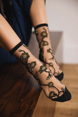 Chaussettes blomst dorée