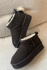 Colors of california Platform sheepskin suede boot choco