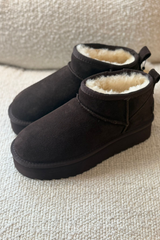 Colors of california Platform sheepskin suede boot choco