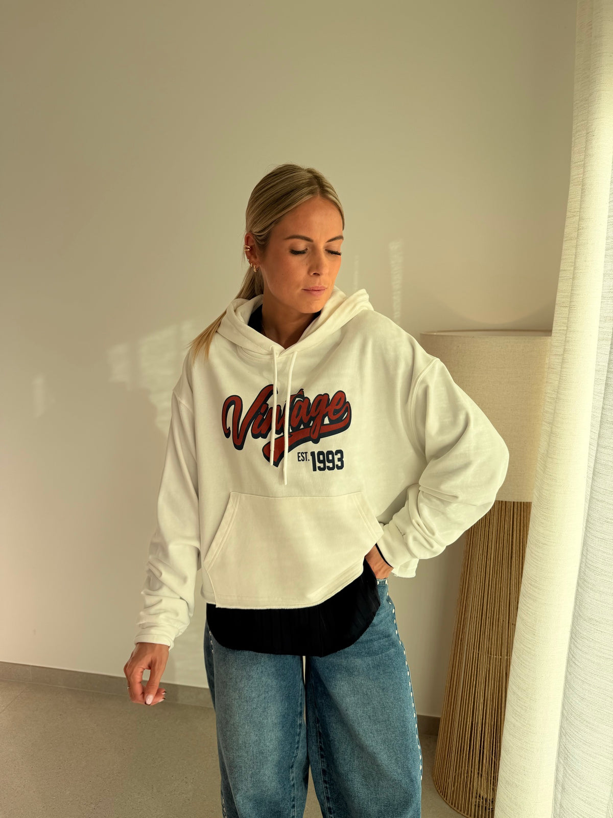 Pull vintage blanc