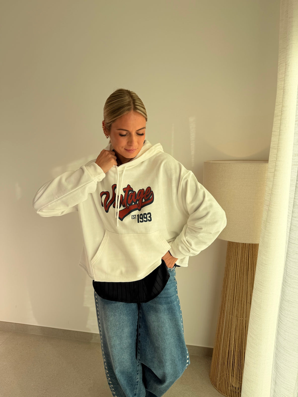 Pull vintage blanc