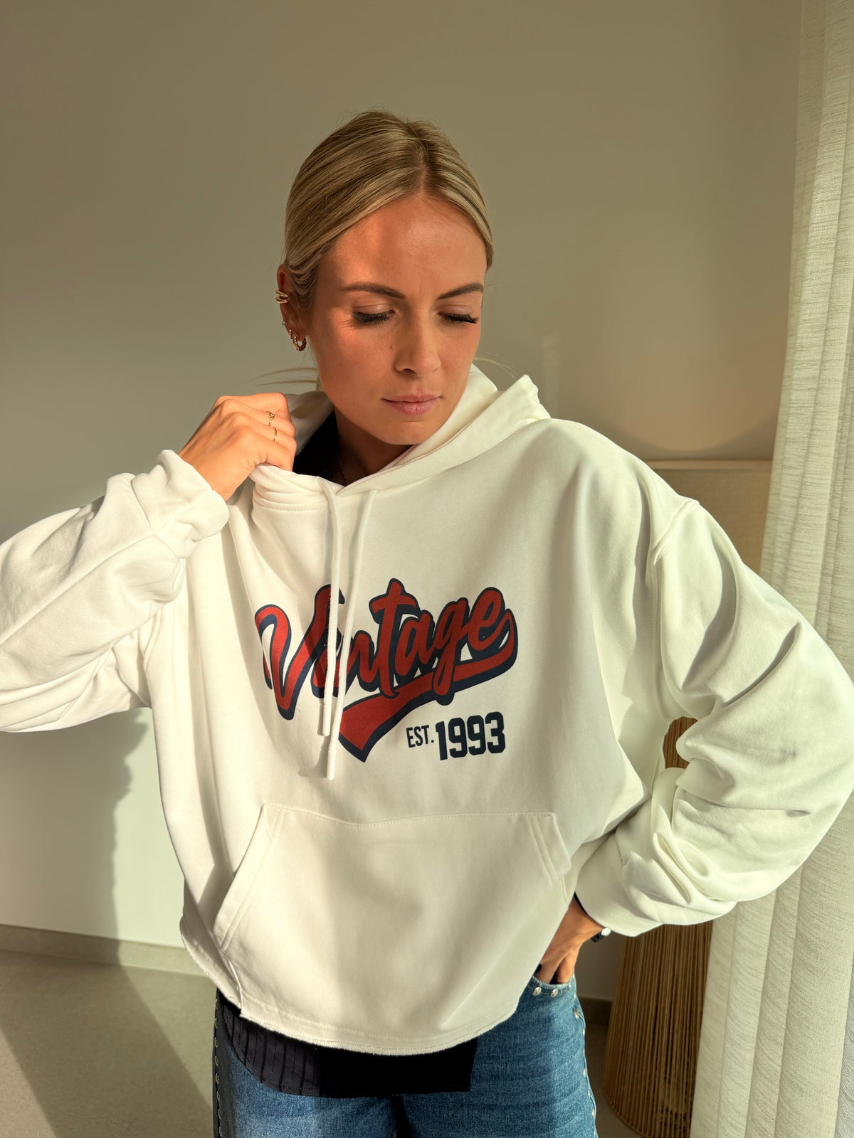 Pull vintage blanc