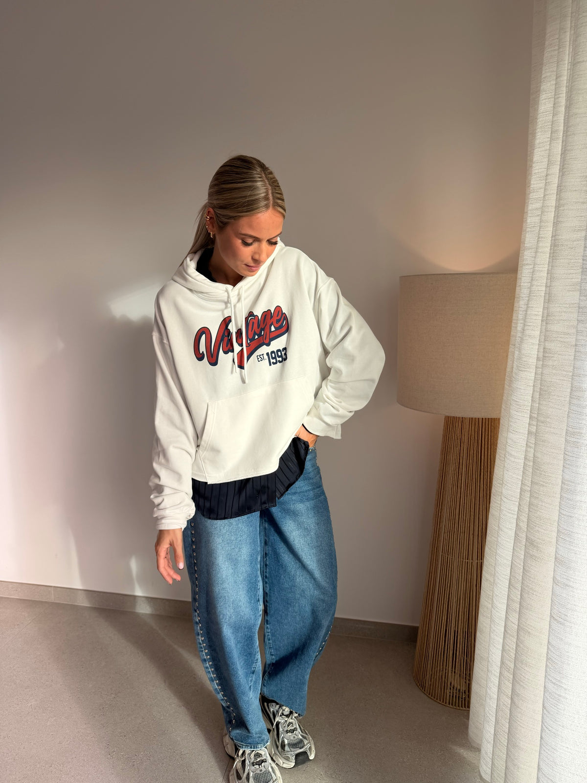 Pull vintage blanc
