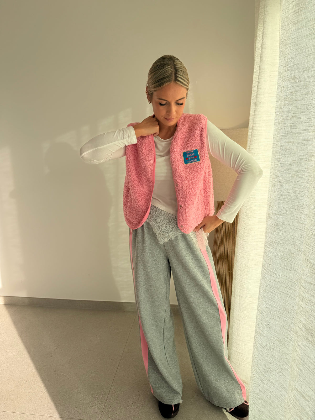 Gilet sans manches rose